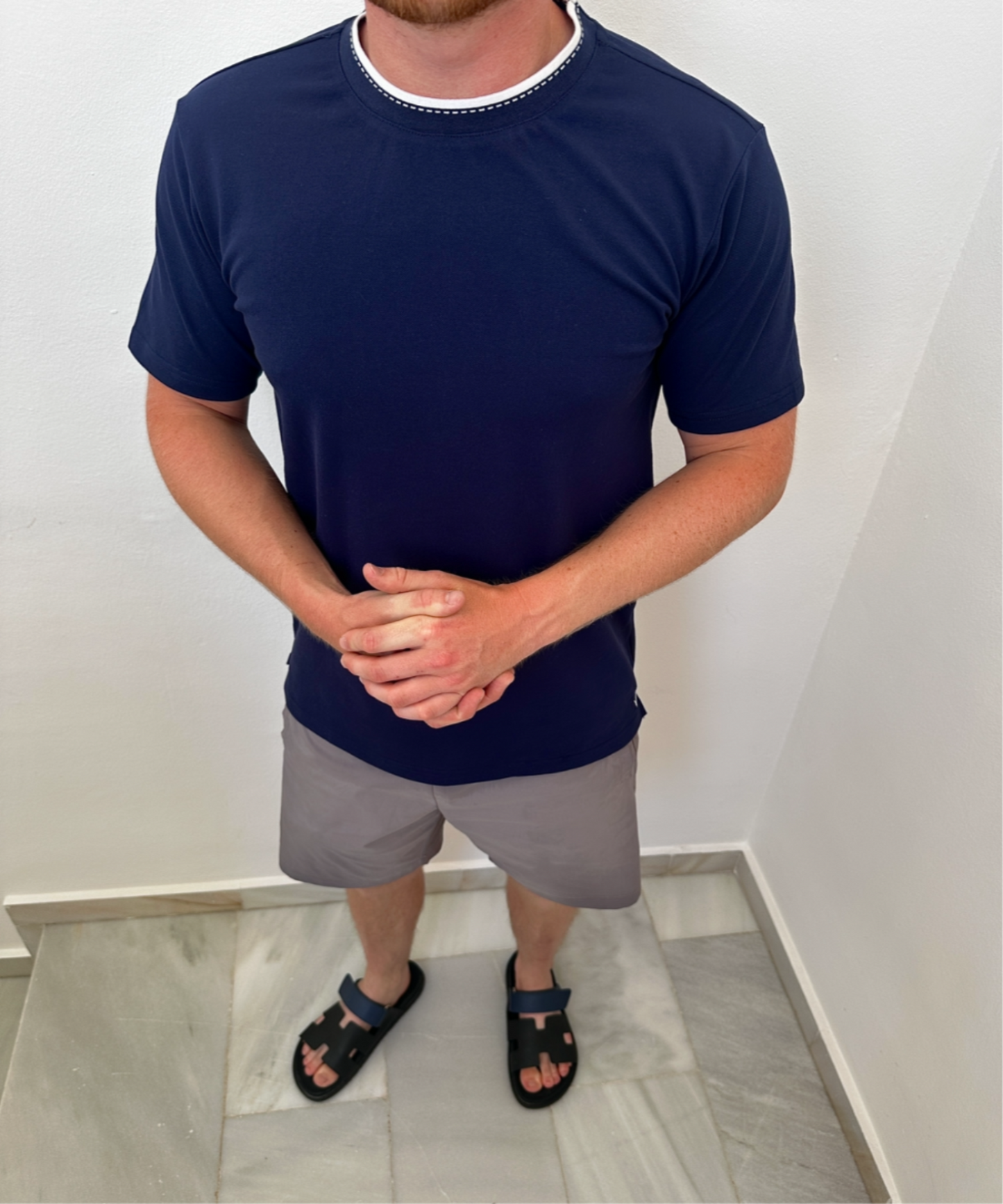 Piqué Cotton Crewneck T-Shirt