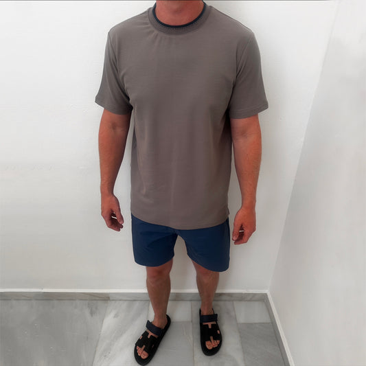 Piqué Cotton Crewneck T-Shirt